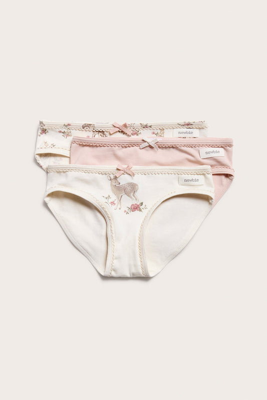 Kids pink/animal patterned panties 3-pack