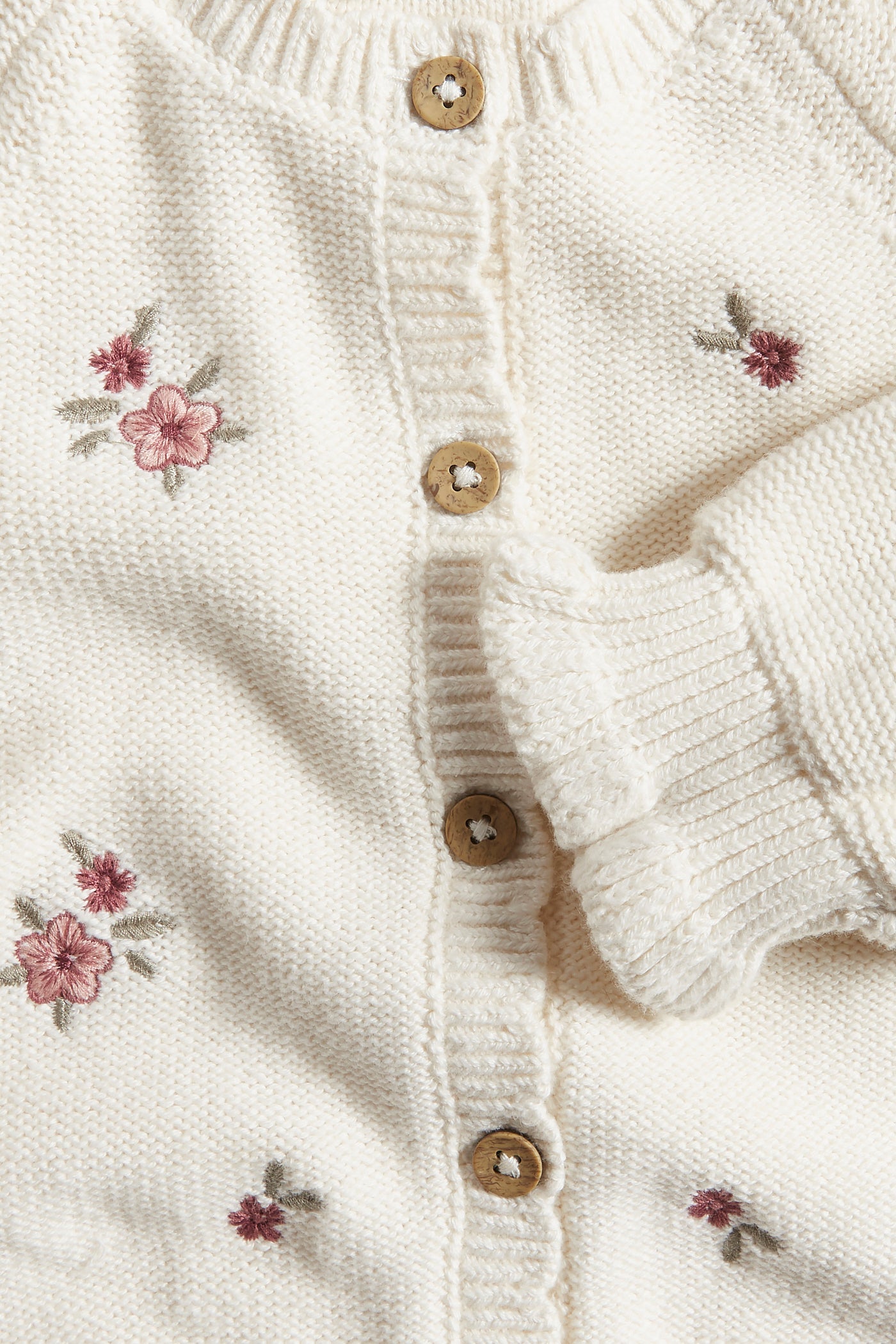 Baby white floral embroidered cardigan