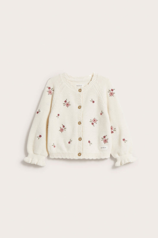 Baby white floral embroidered cardigan