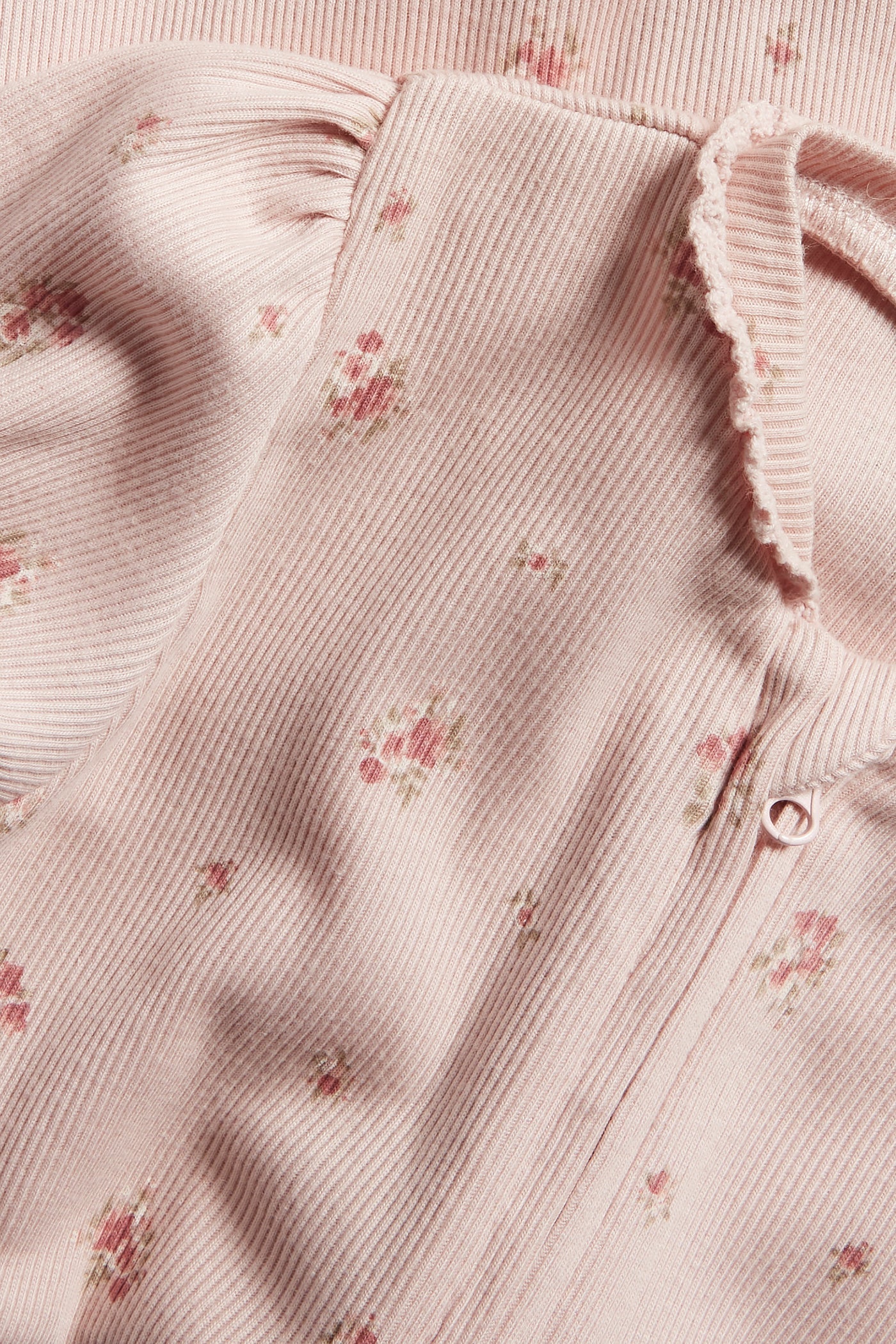 Baby pink floral ribbed sleepsuit