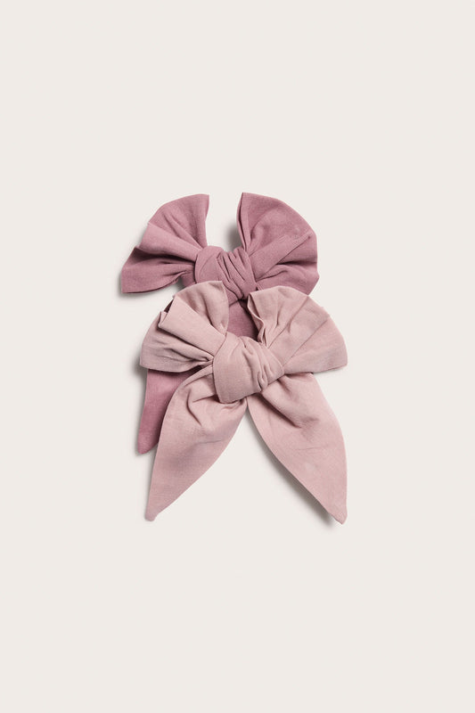 Kids pink cotton bows 2-pack