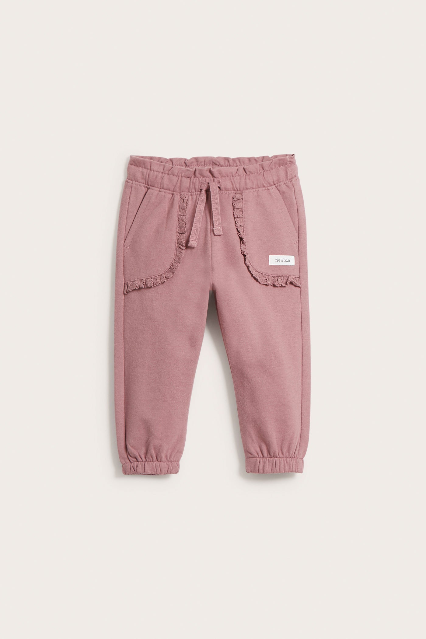 Baby pink lace trim joggers