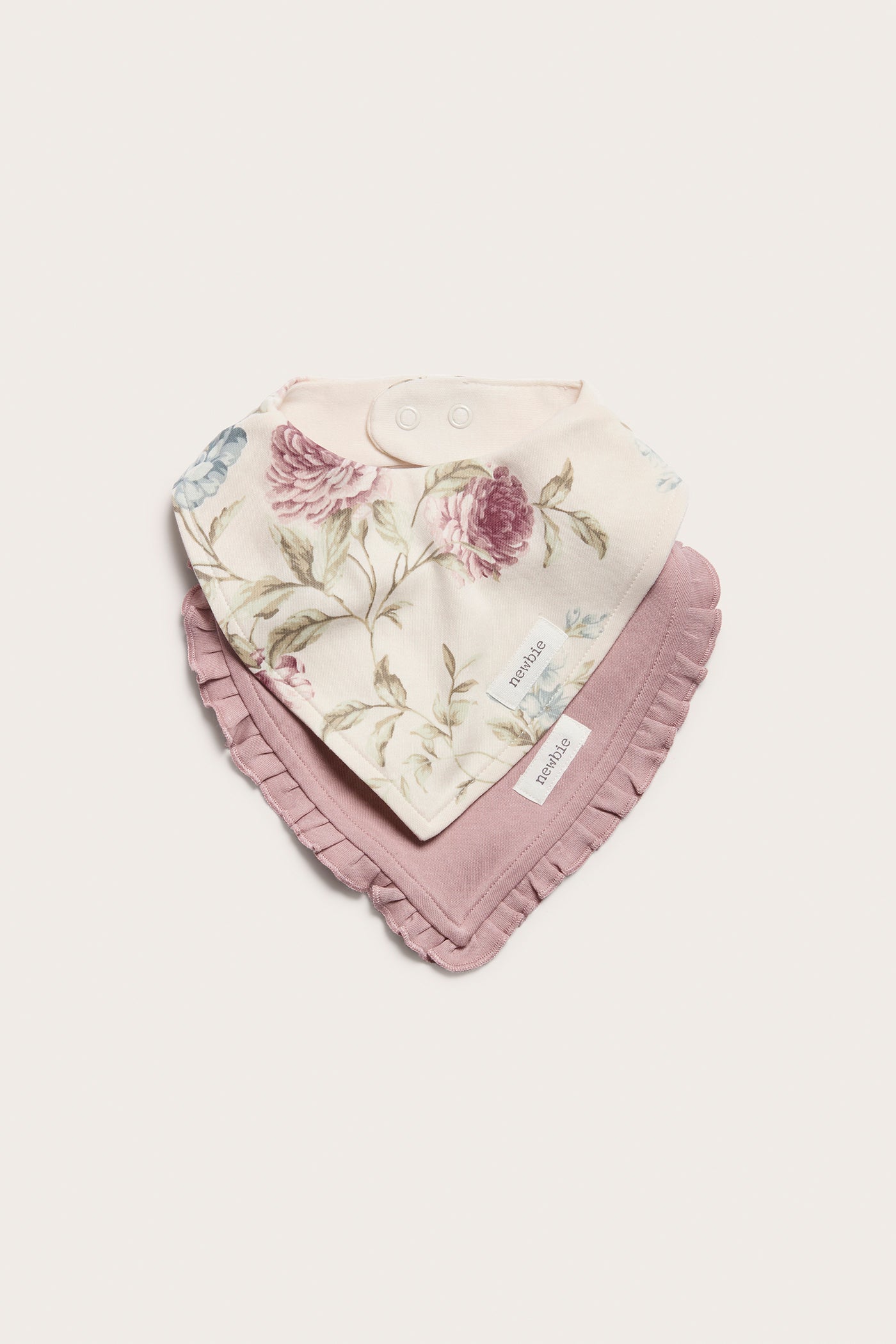 Baby pink/floral bibs 2-pack