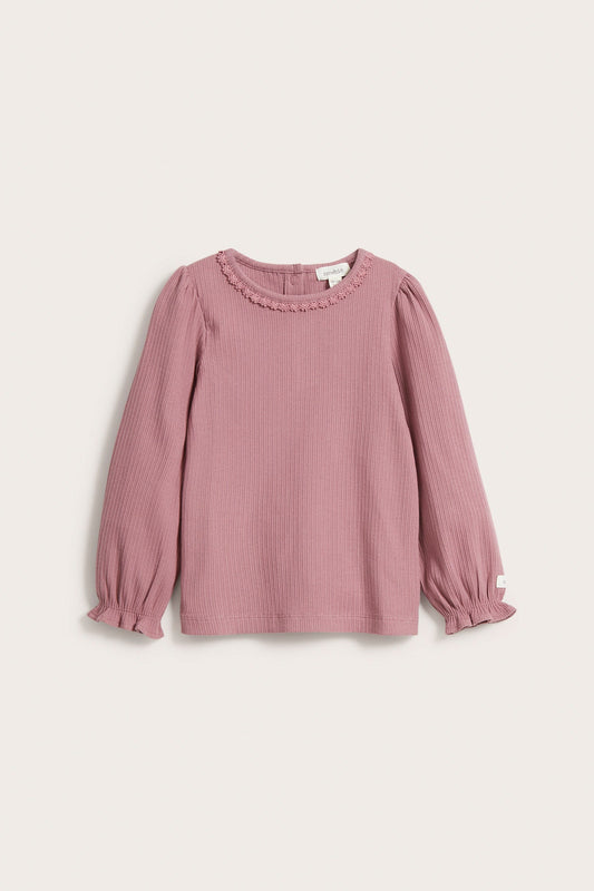 Kids dark pink ribbed top