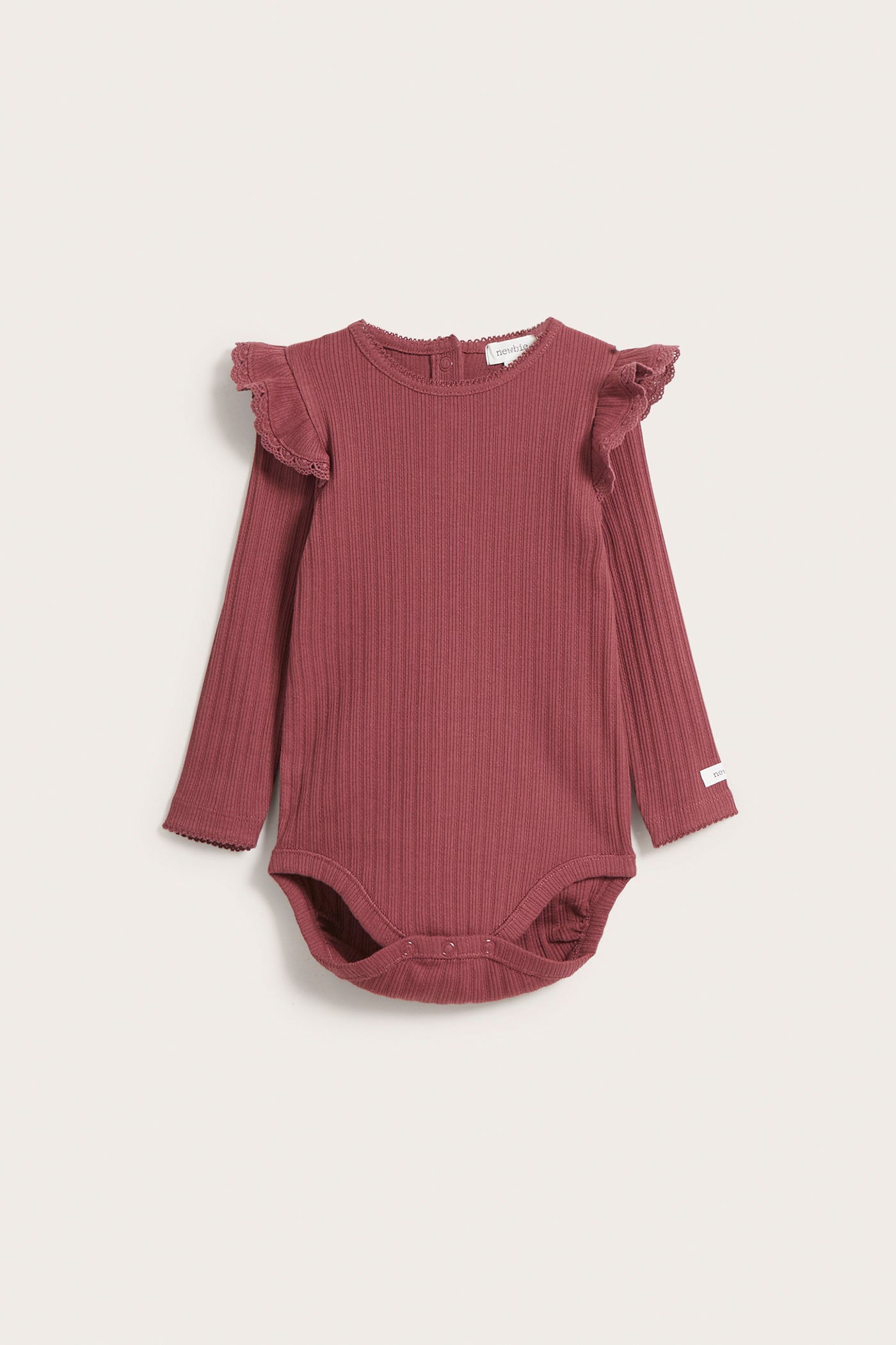 Baby red rib frill bodysuit