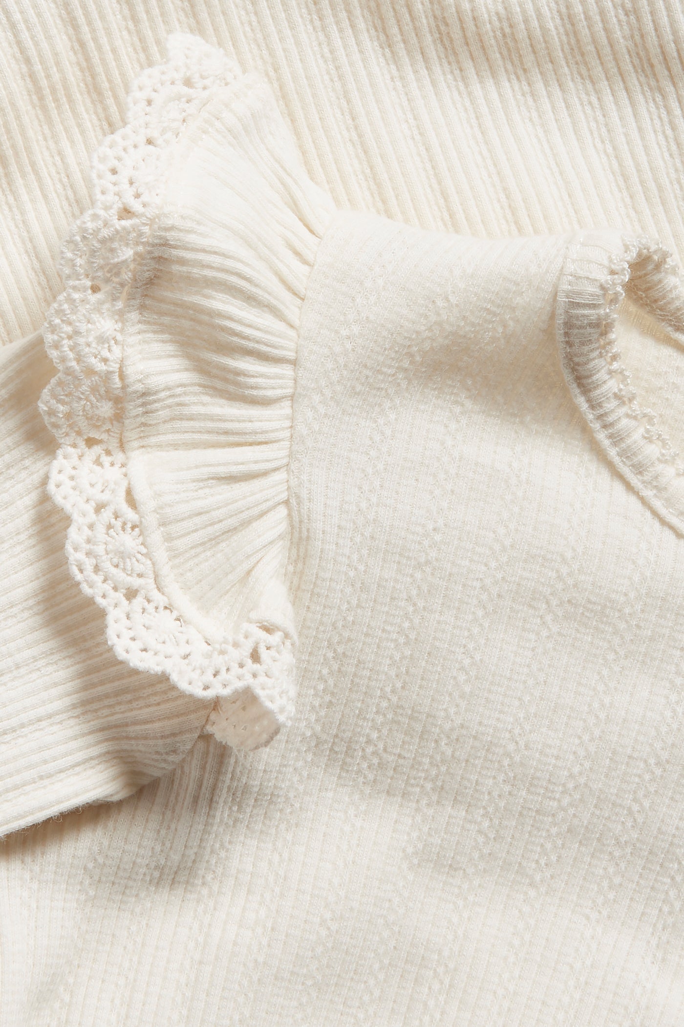 Baby white ribbed frill bodysuit