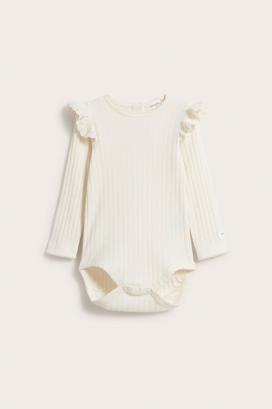 Baby white ribbed frill bodysuit