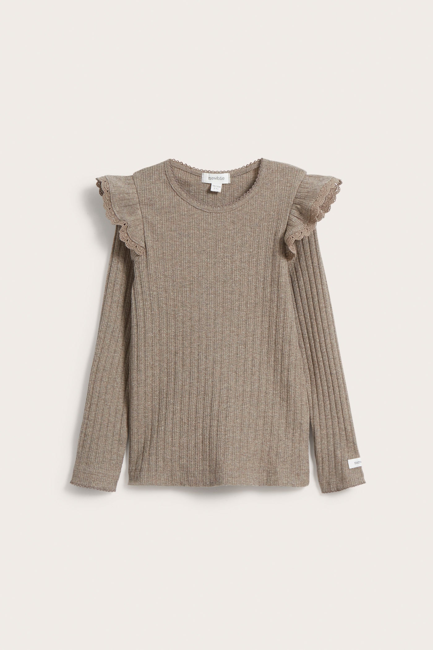 Kids beige rib frill top