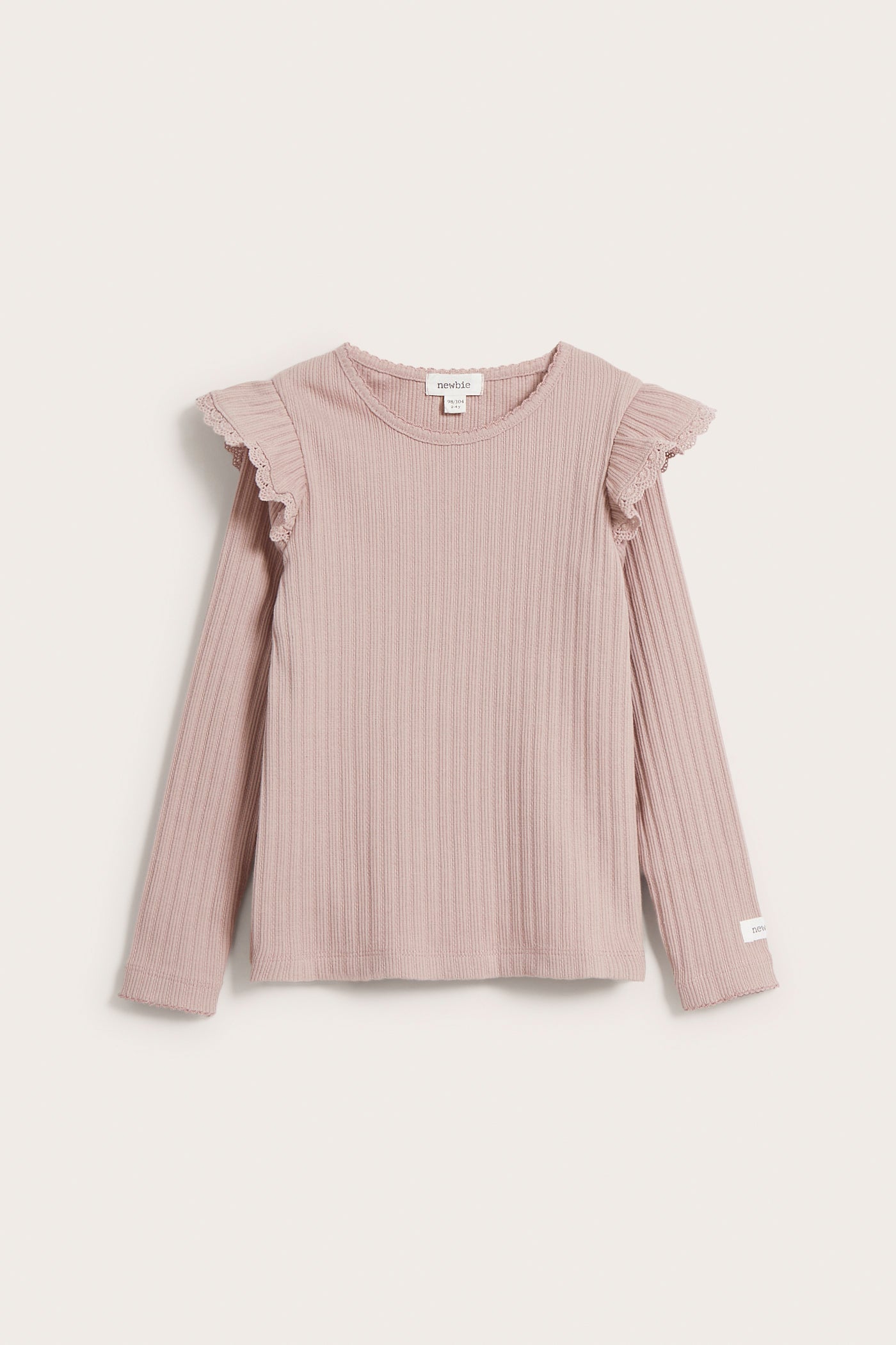 Kids pink ribbed frill top