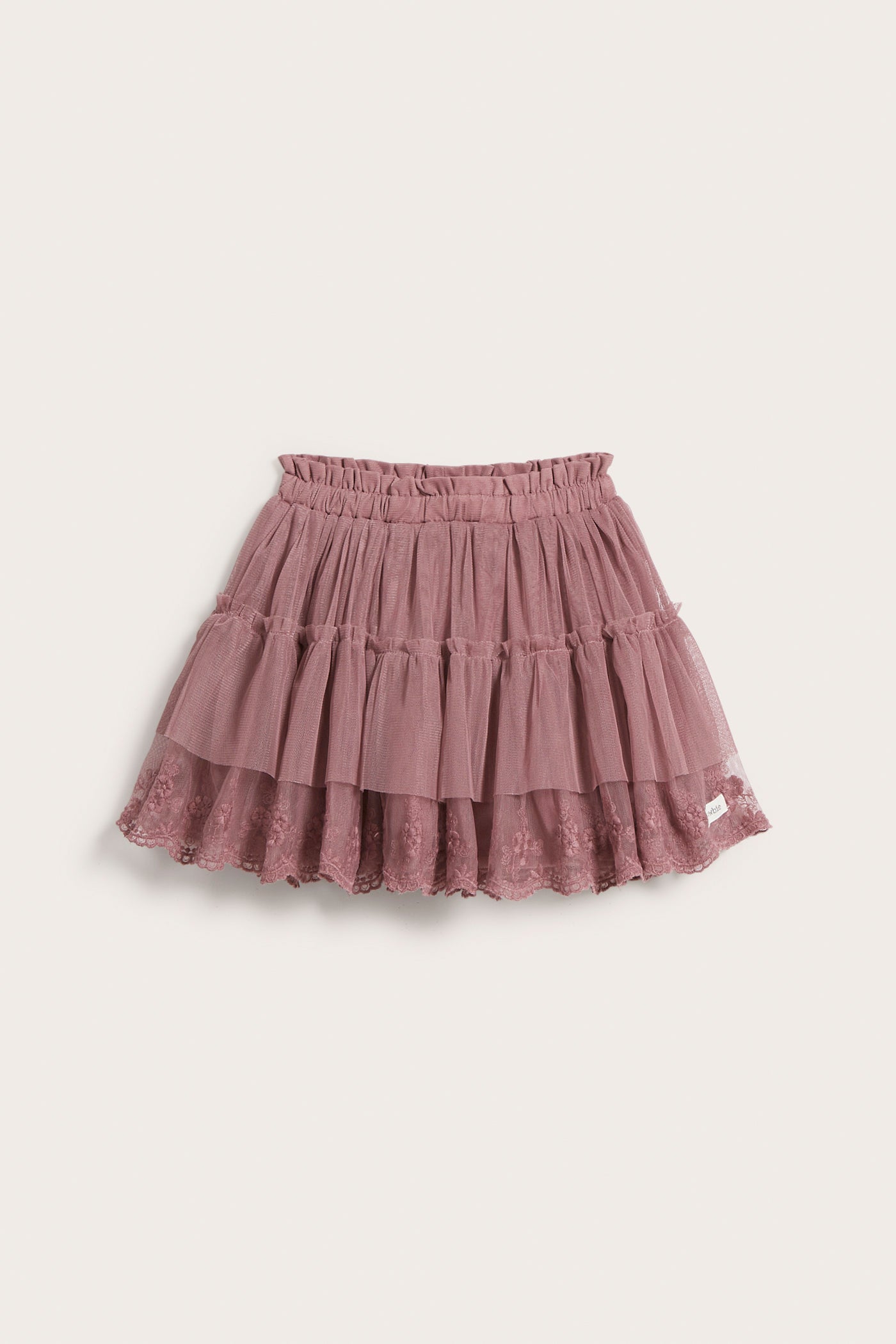 Kids dark pink mesh embroidered skirt