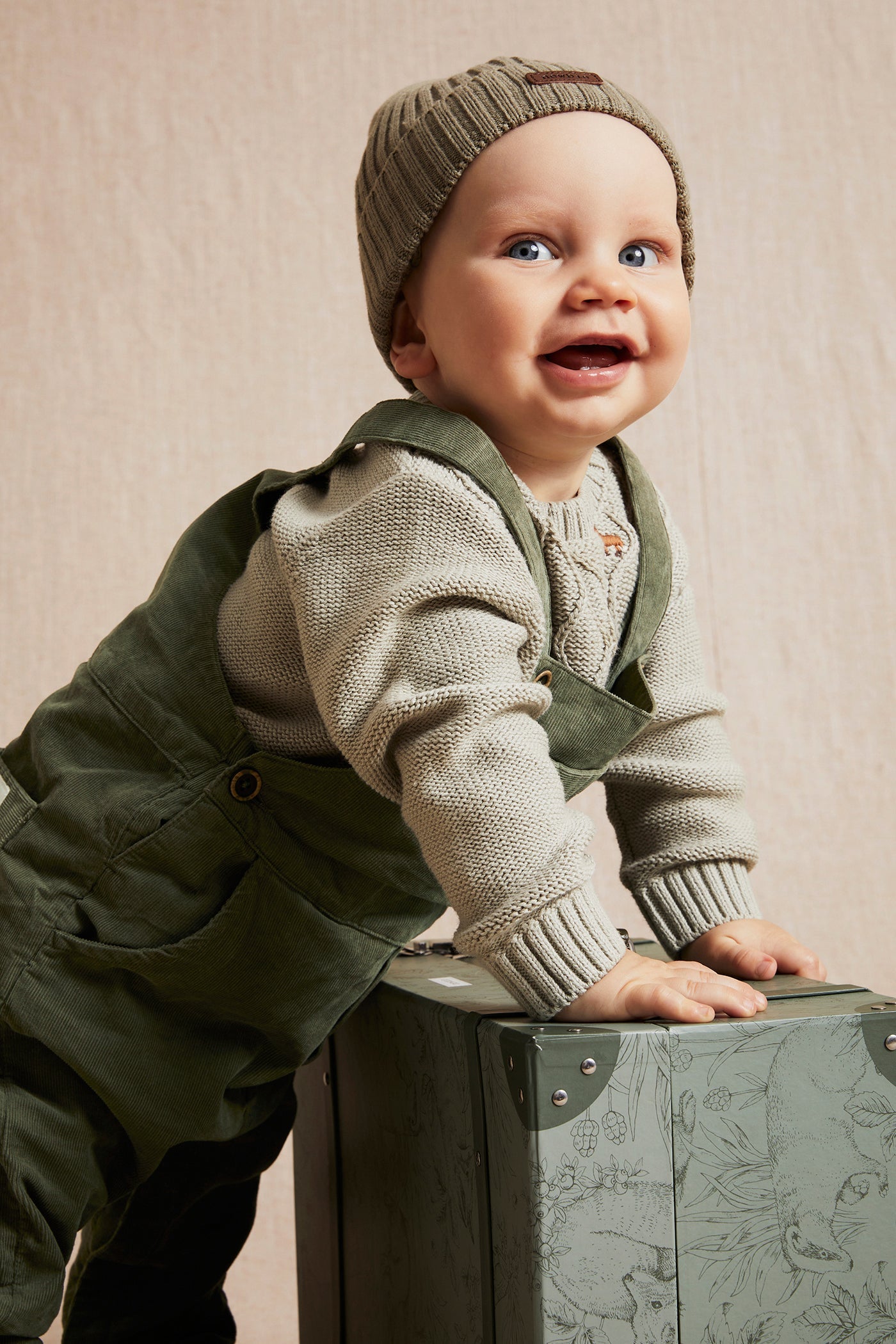 Baby green corduroy overalls