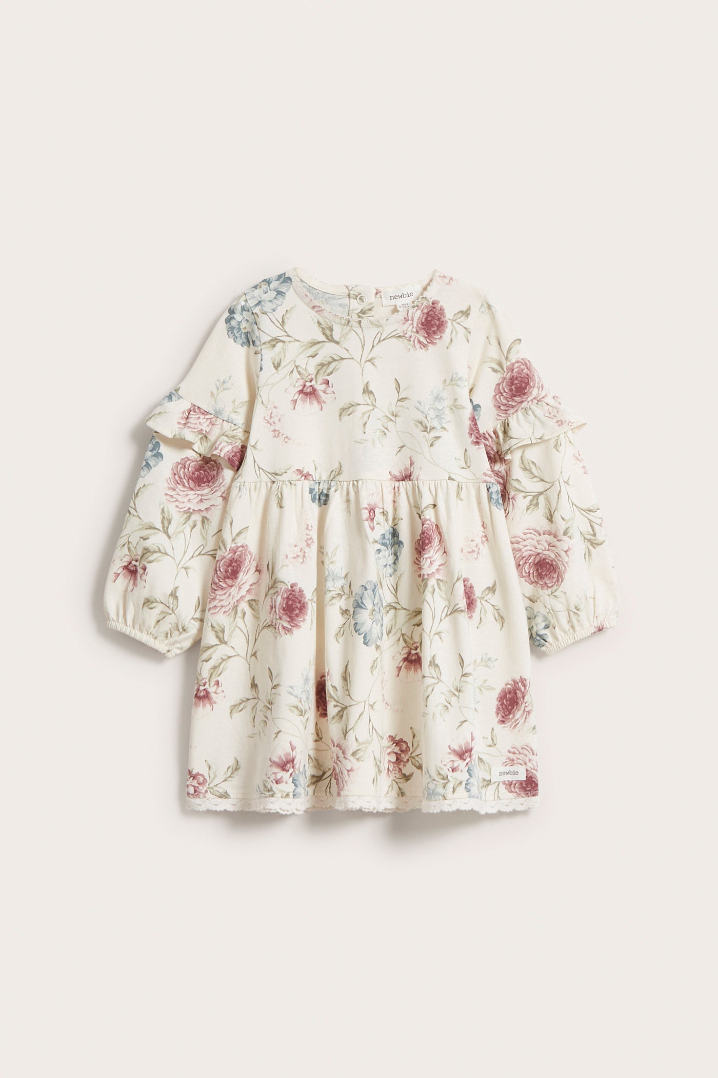 Baby white floral cotton jersey dress