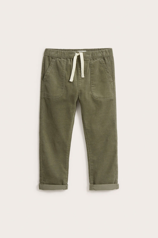 Kids green corduroy drawstring pants