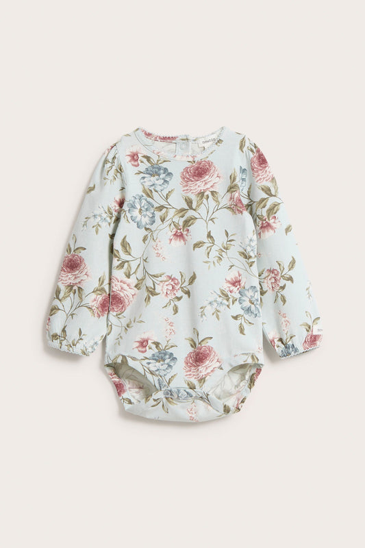 Baby light blue floral bodysuit