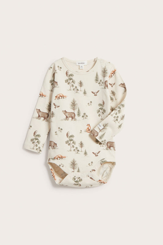 Baby white woodland print bodysuit