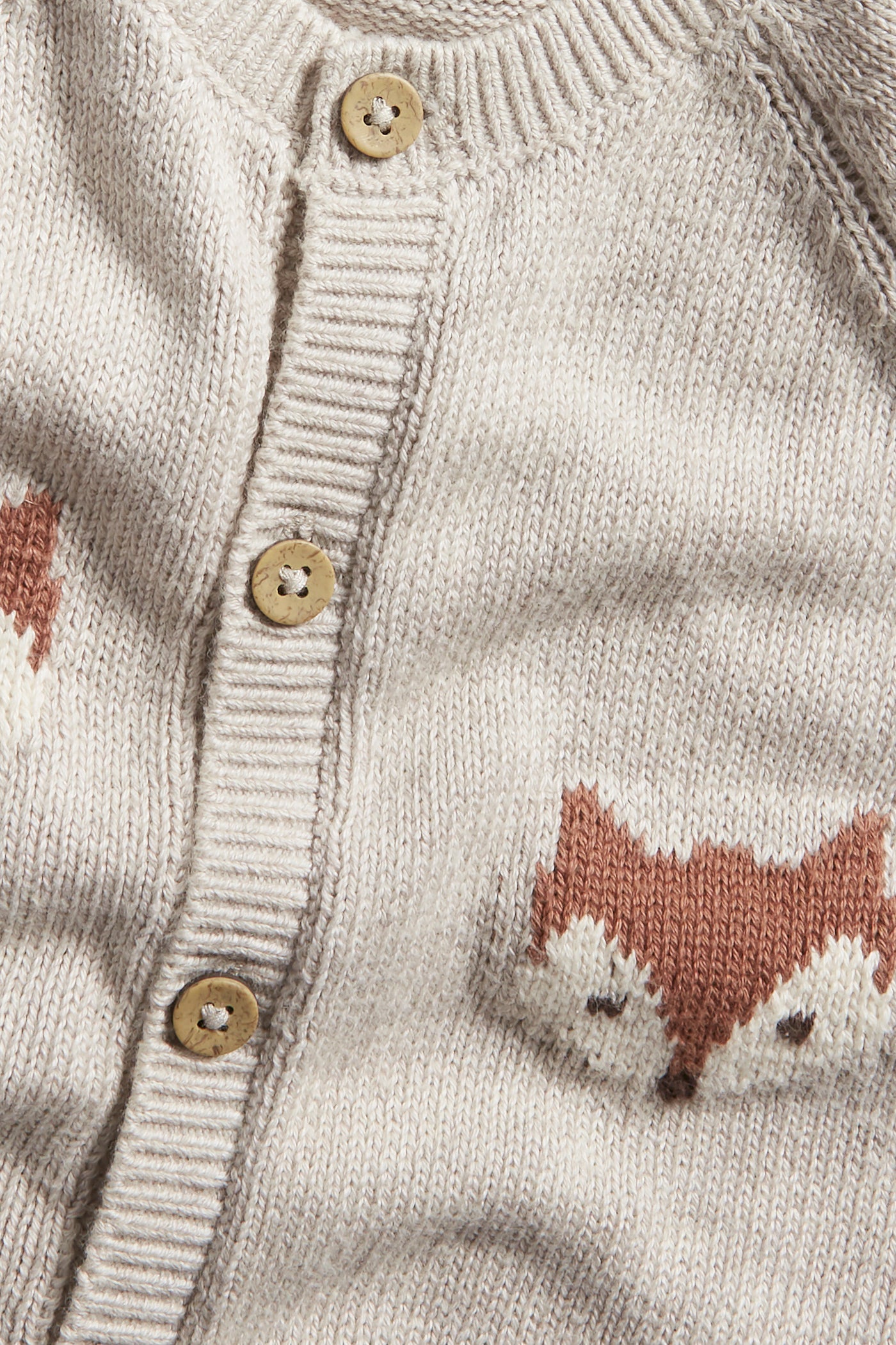 Baby grey jacquard-knit fox coverall