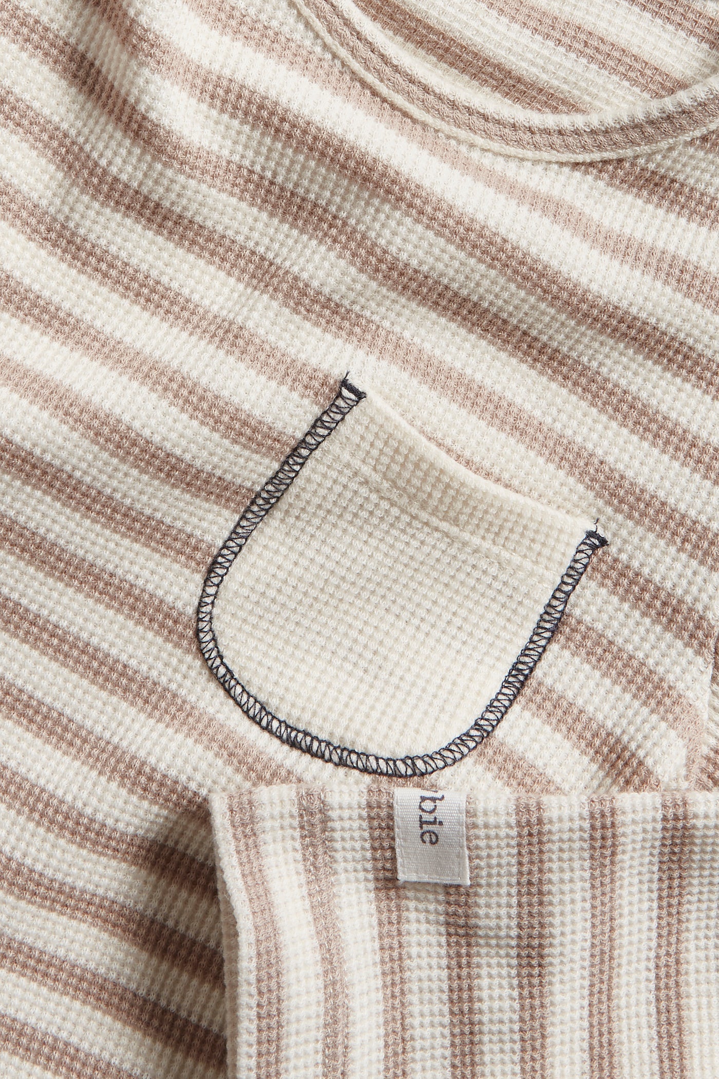 Baby beige striped contrast pocket bodysuit