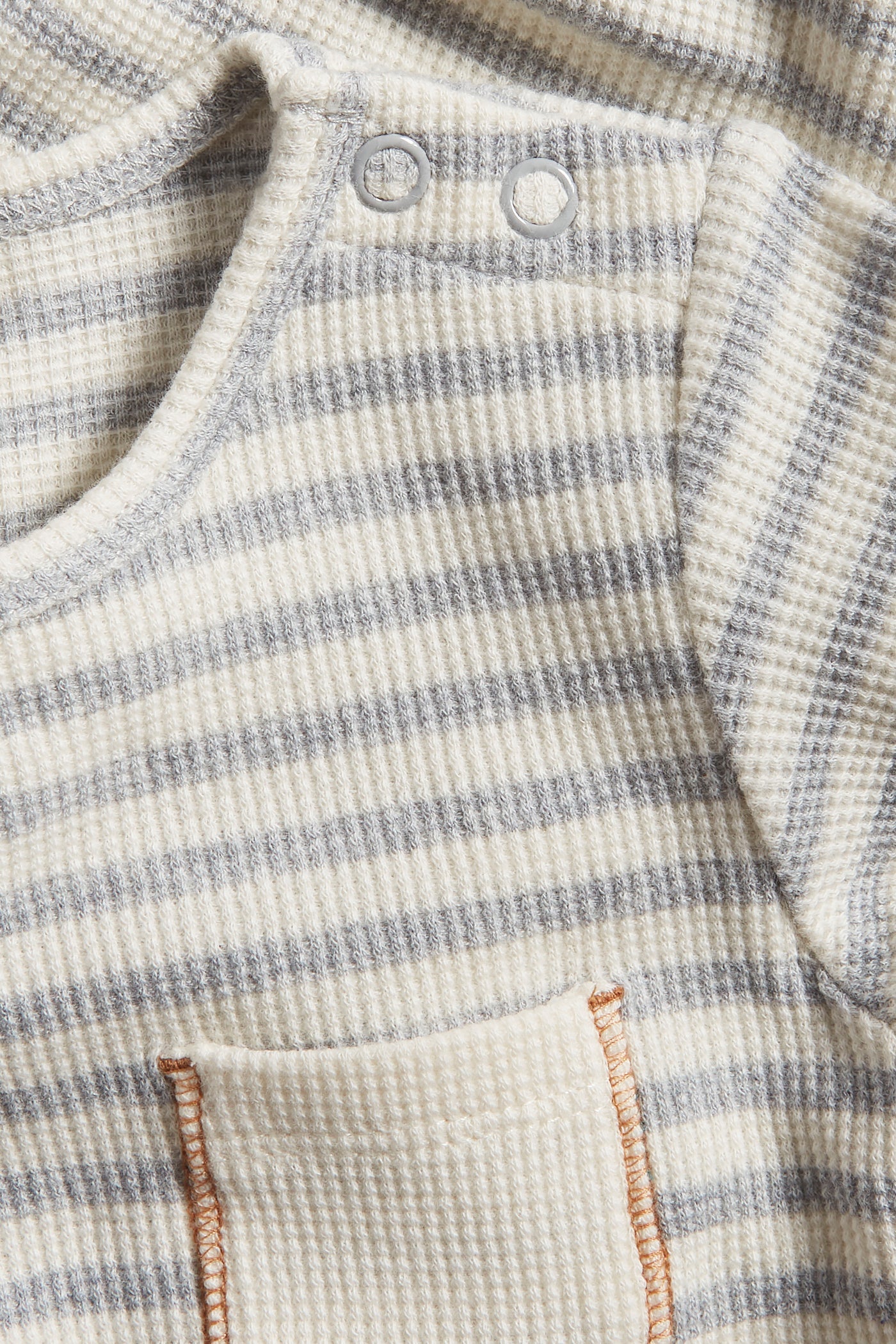 Baby grey striped contrast pocket bodysuit