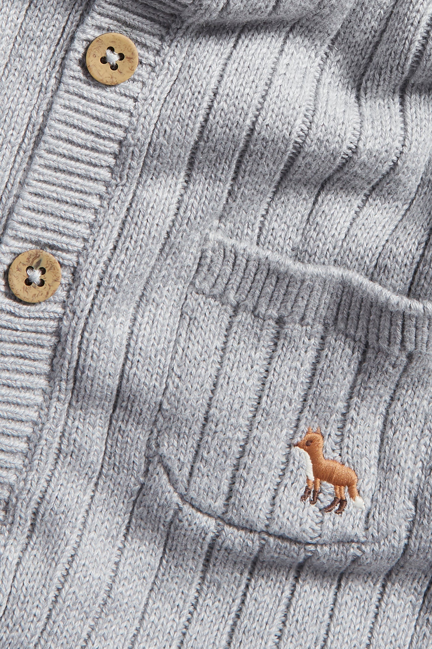 Baby grey rib-knit fox coverall