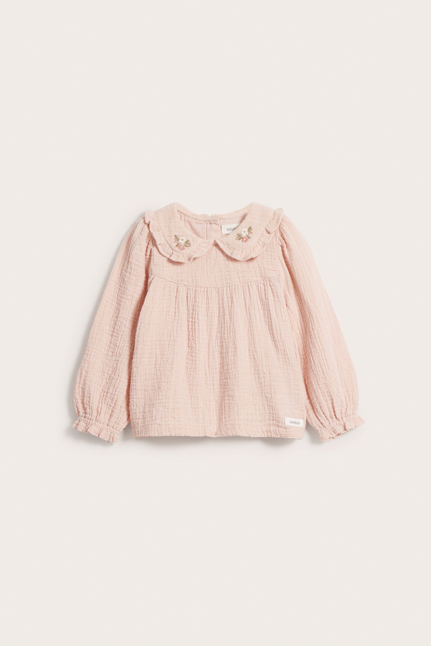 Baby pink crepe blouse with collar