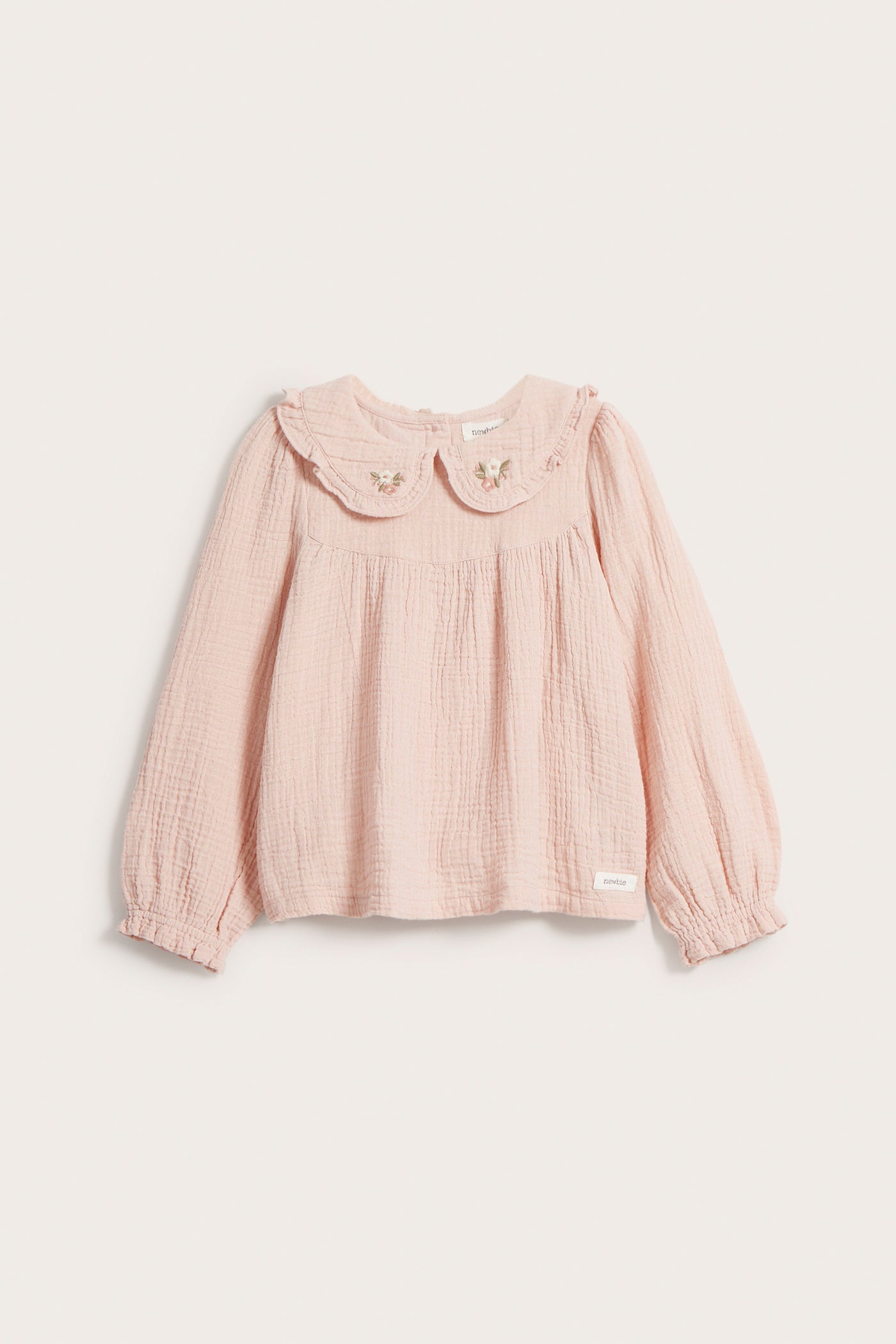 Kids pink crepe blouse with collar