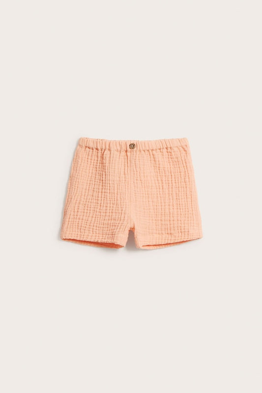 Baby coral muslin shorts