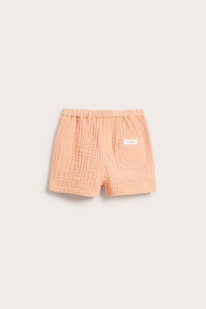 Baby coral muslin shorts