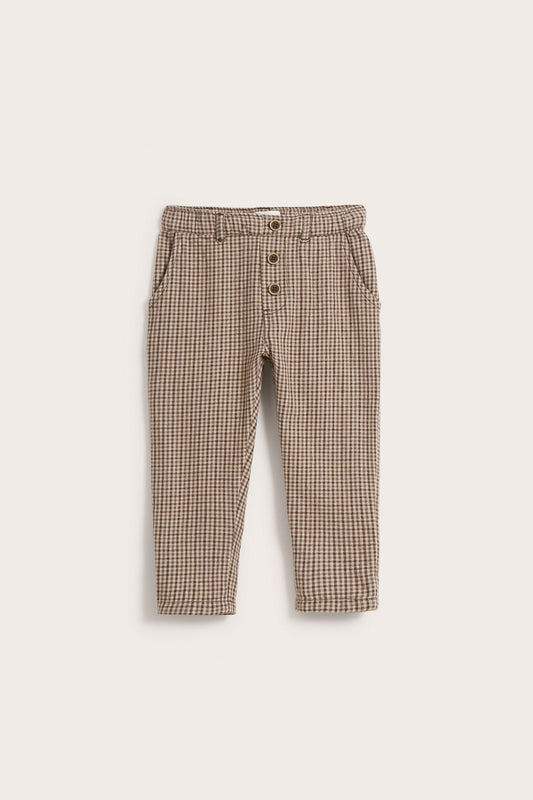 Baby brown checked twill pants