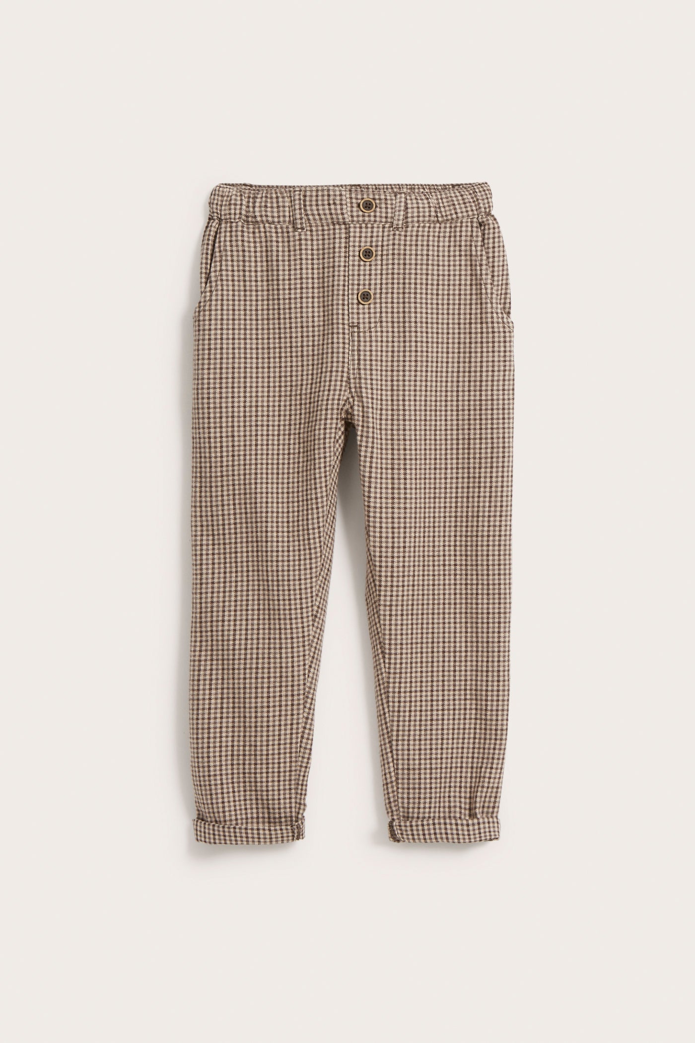 Kids brown checked twill pants