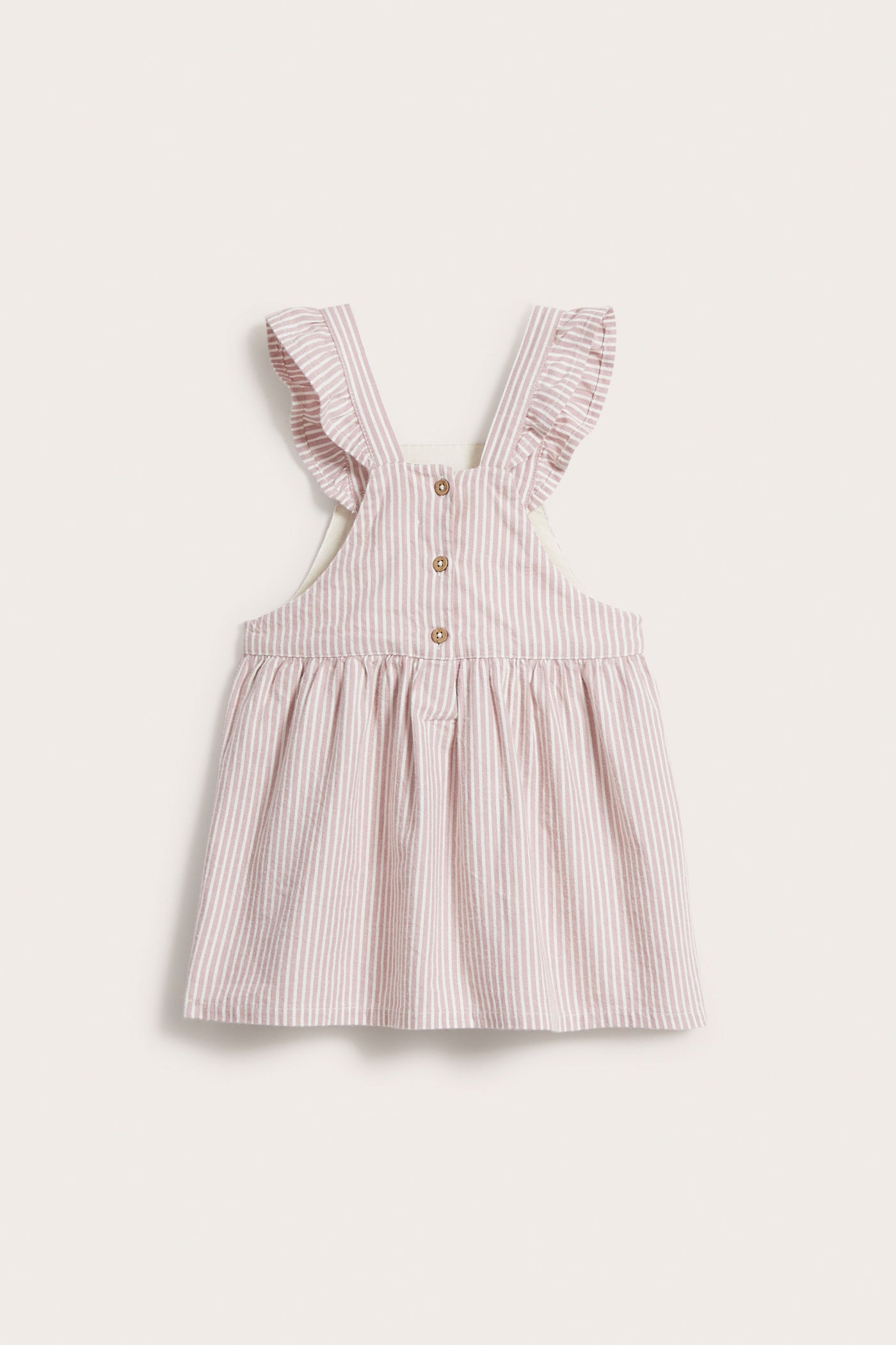 Baby pink striped pinafore dress