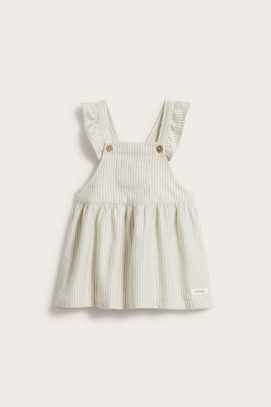 Baby green striped pinafore dress