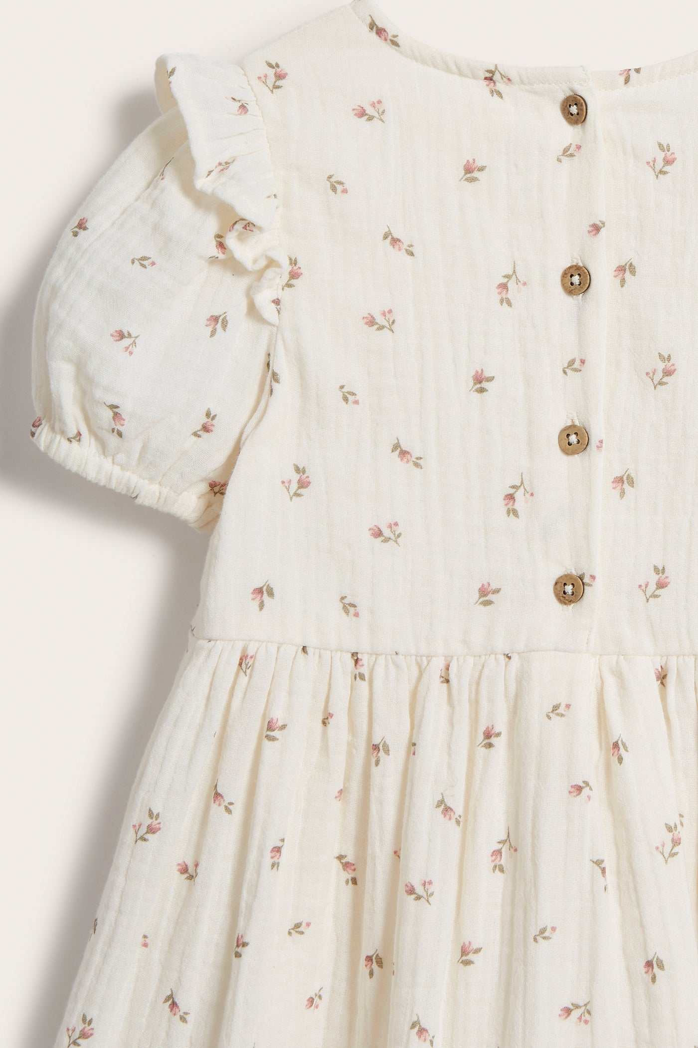 Kids white floral muslin dress