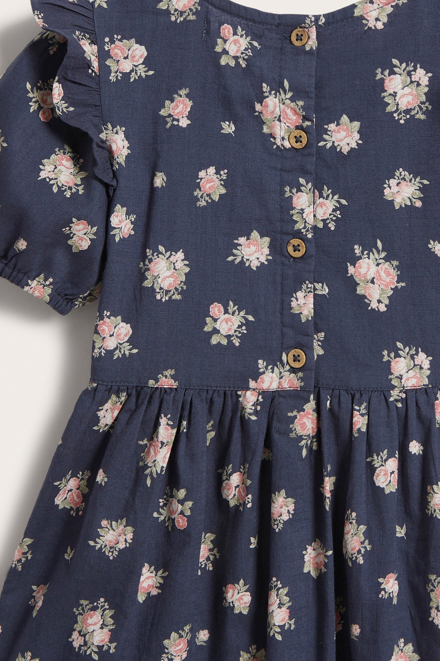 Kids blue floral cotton dress