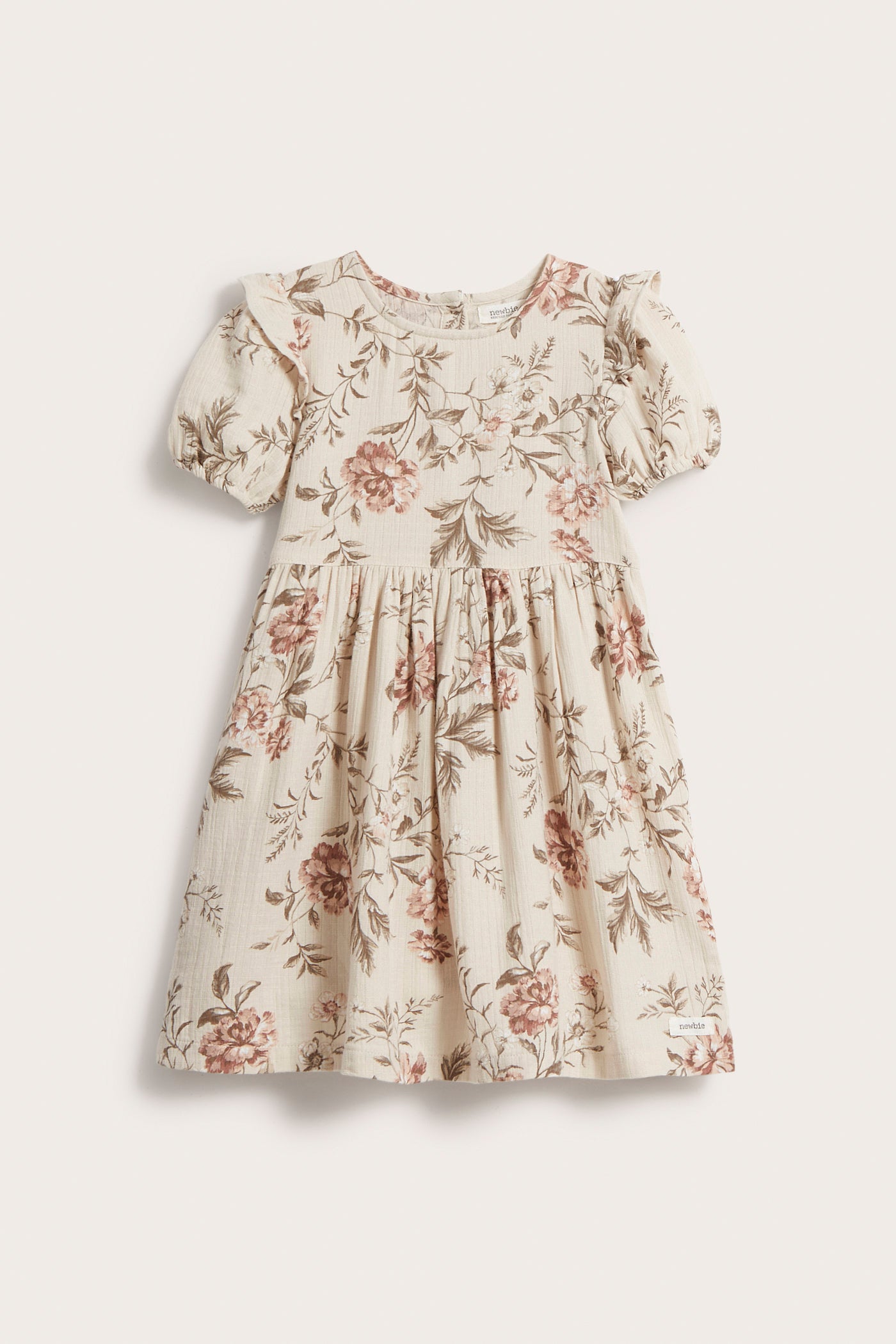 Kids beige floral cotton dress