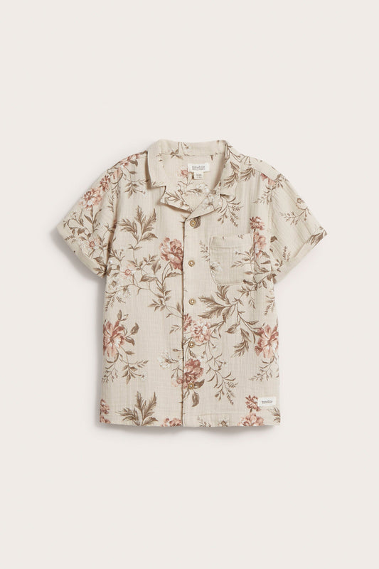 Kids beige floral short-sleeved shirt