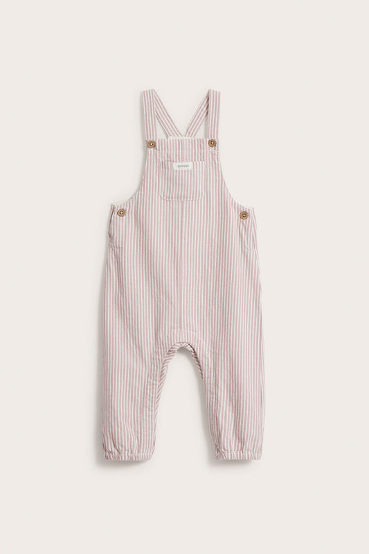 Baby pink striped overalls