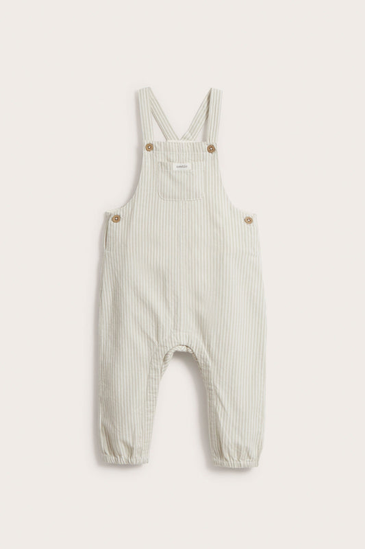 Baby green striped overalls