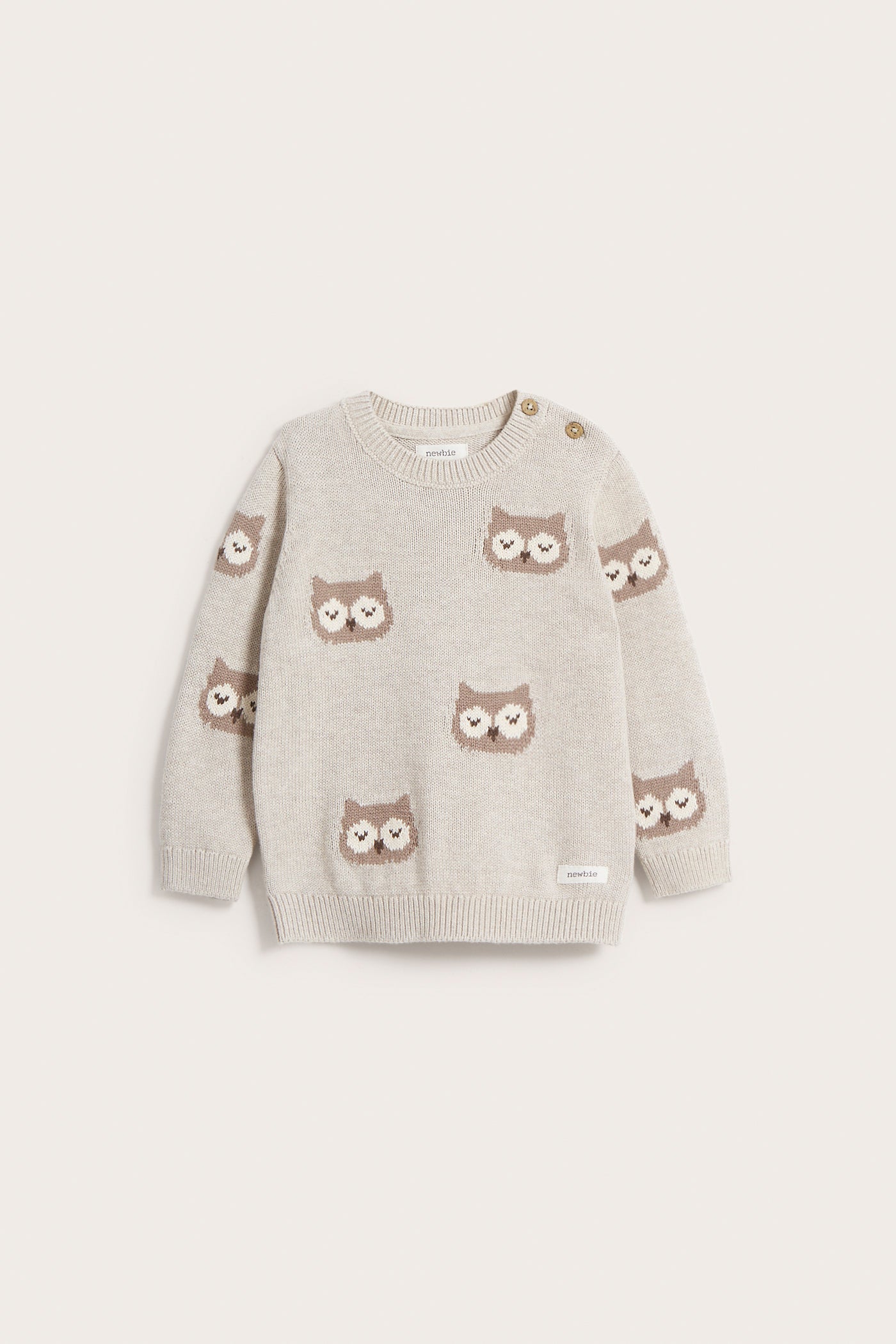 Baby grey jacquard-knit owl sweater