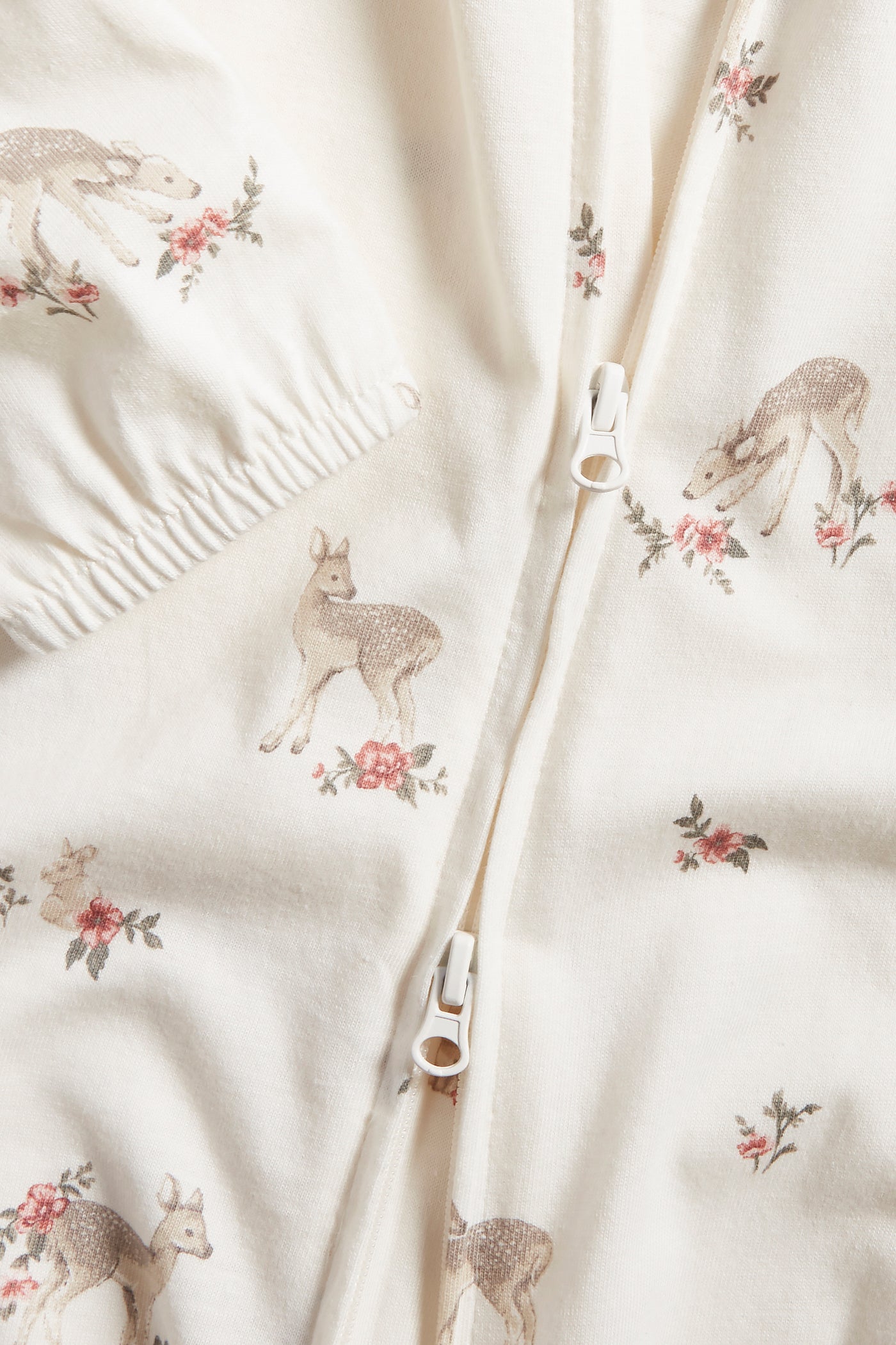 Baby white deer garden sleepsuit