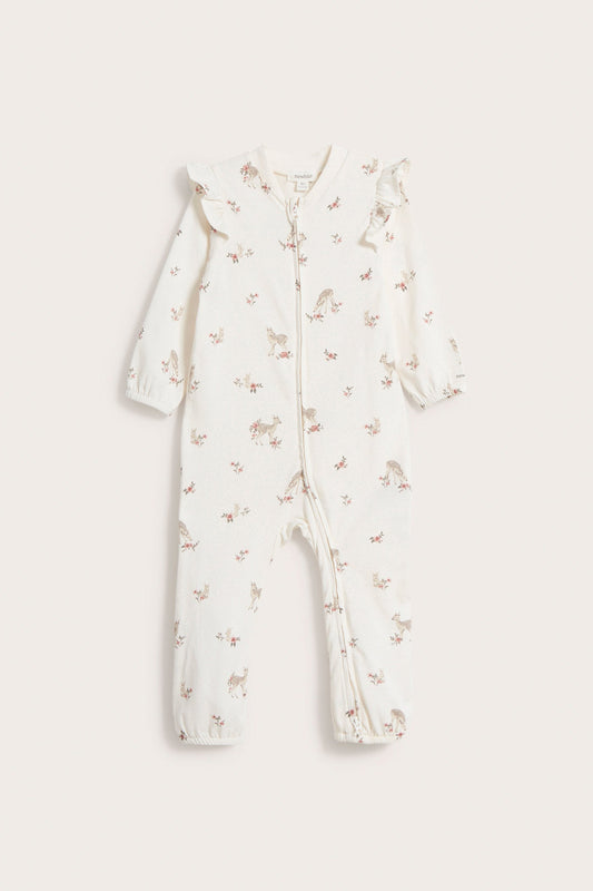 Baby white deer garden sleepsuit