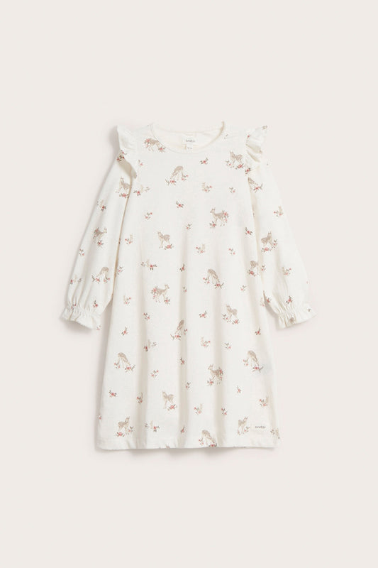 Kids white deer-garden nightgown