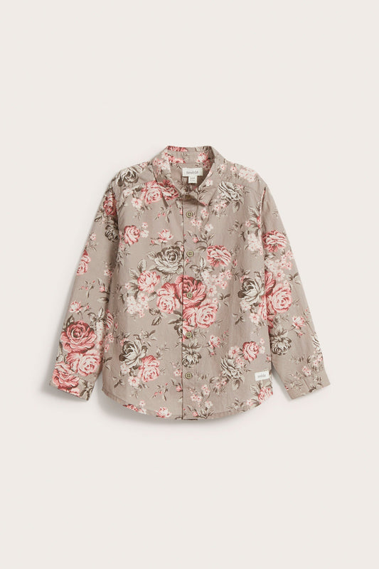 Kids brown floral dress-shirt