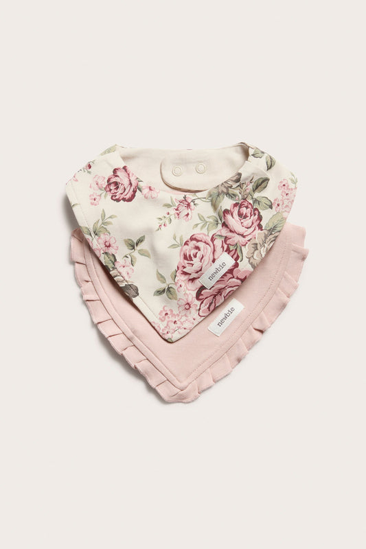 Baby pink/floral bibs 2-pack