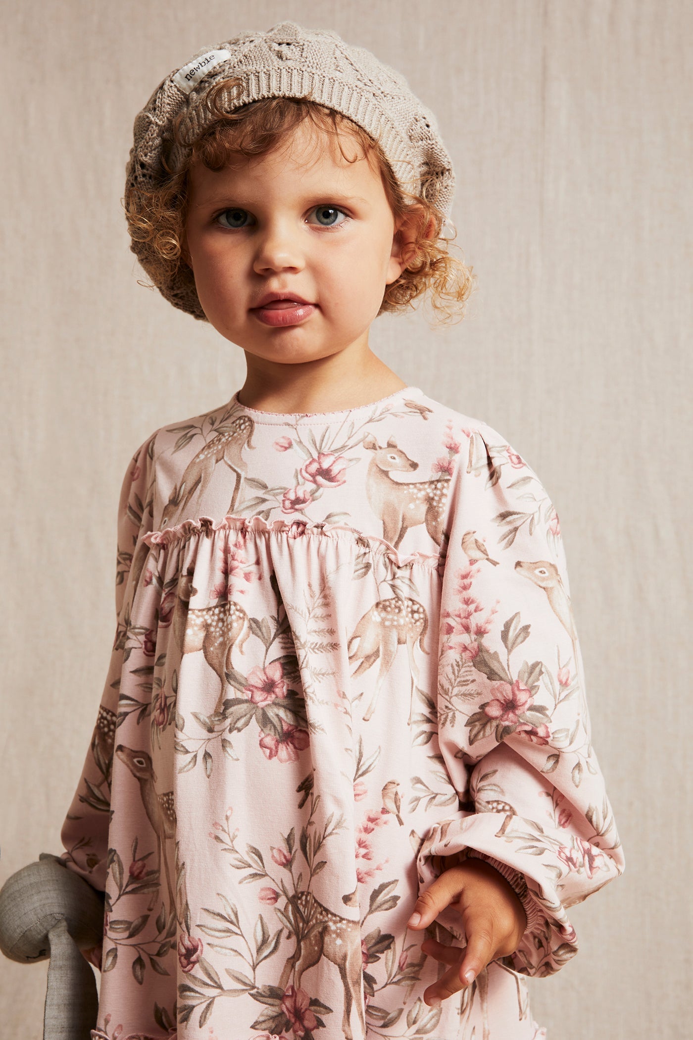 Kids pink floral jersey dress