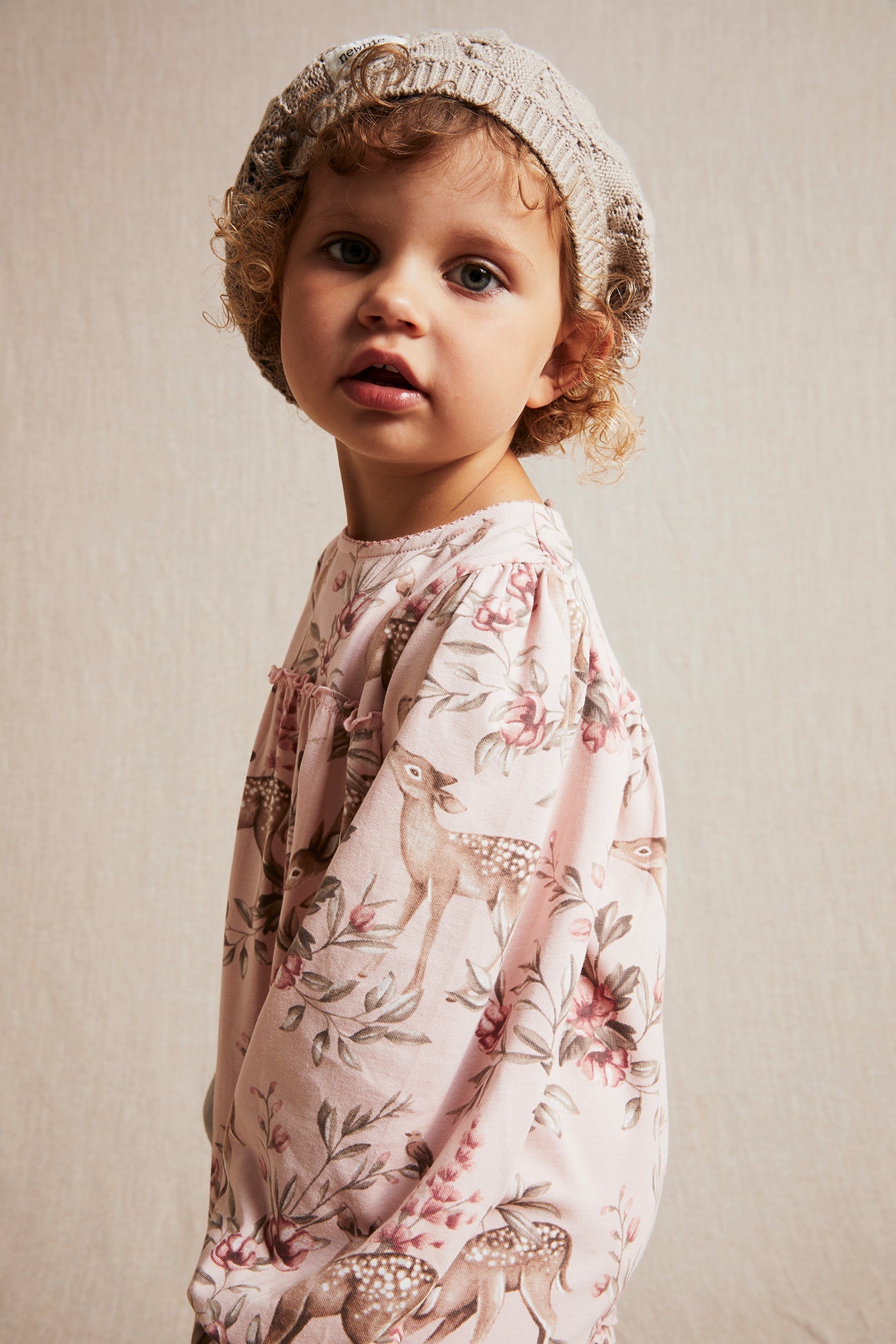 Kids pink floral jersey dress