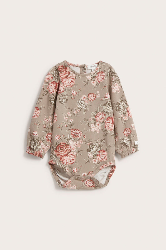 Baby brown floral bodysuit