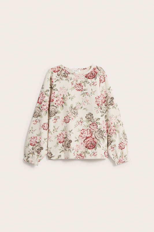 Kids beige floral jersey top