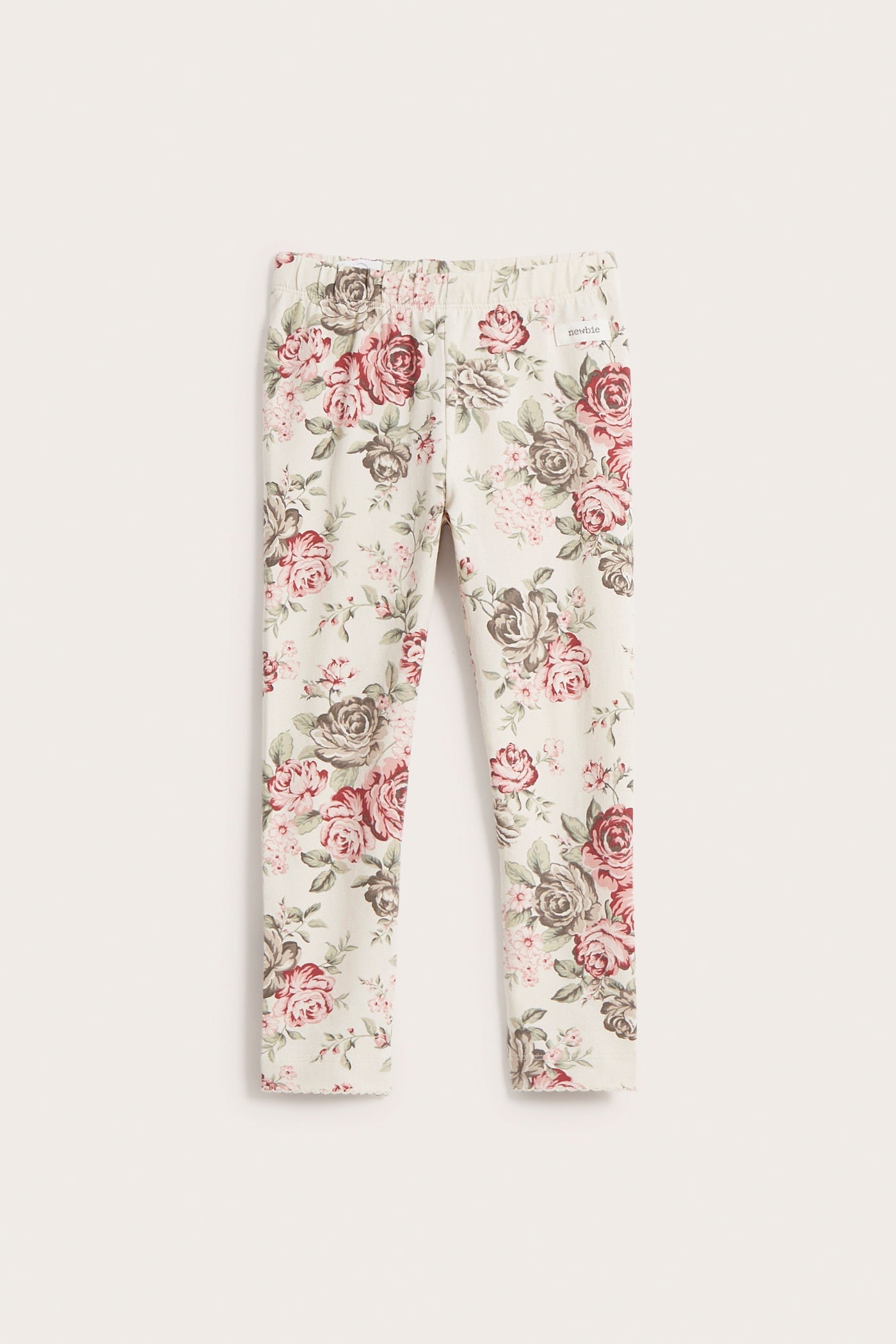 Kids beige floral jersey leggings