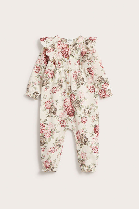 Baby white floral coverall