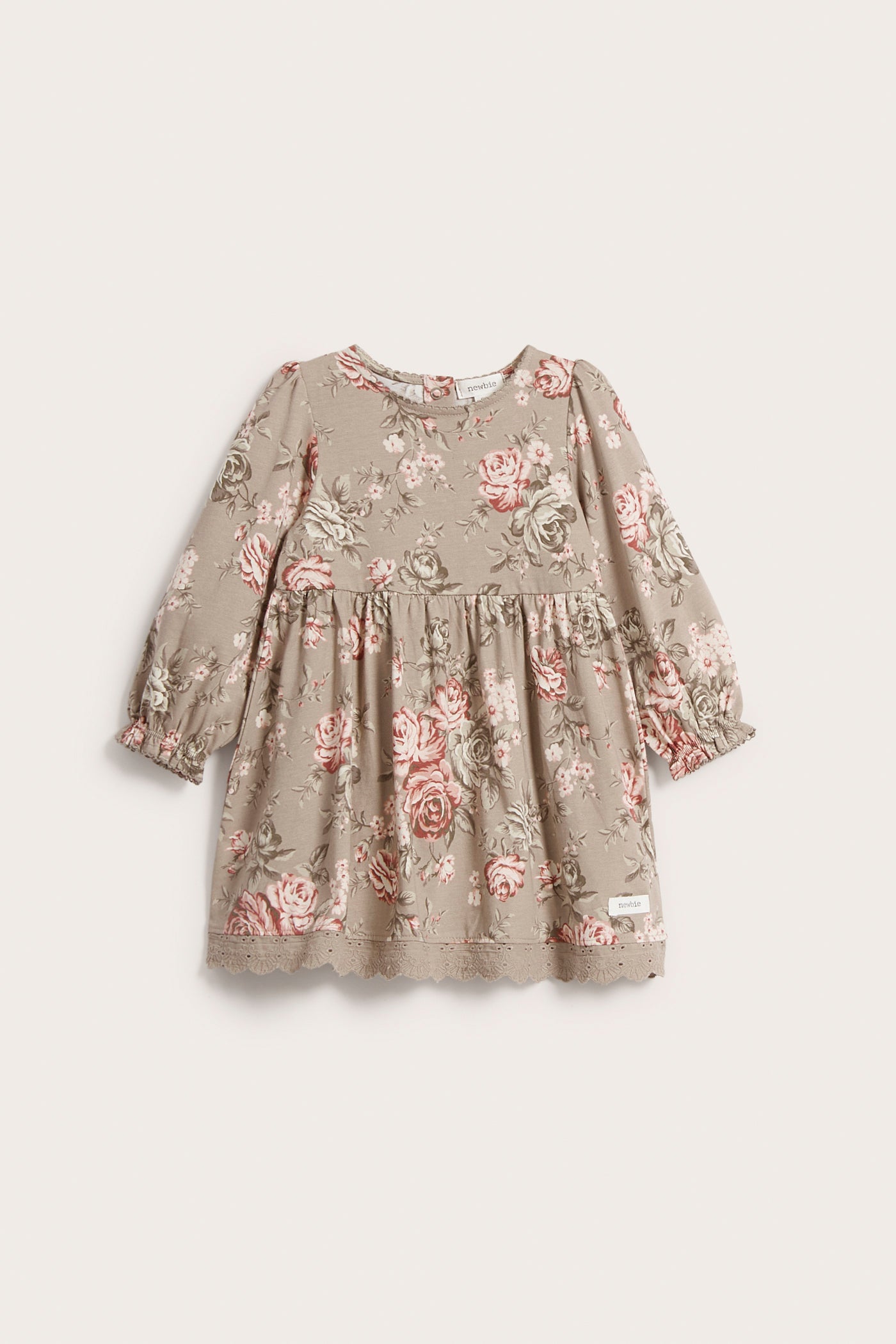 Baby brown floral jersey dress